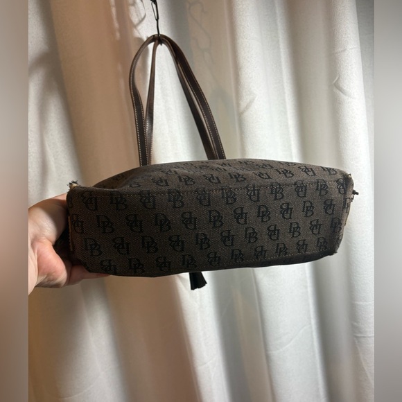 Vintage Dooney & Bourke Signature DB Purse Large Tassel Tote Y2K Brown GUC! - Picture 10 of 14